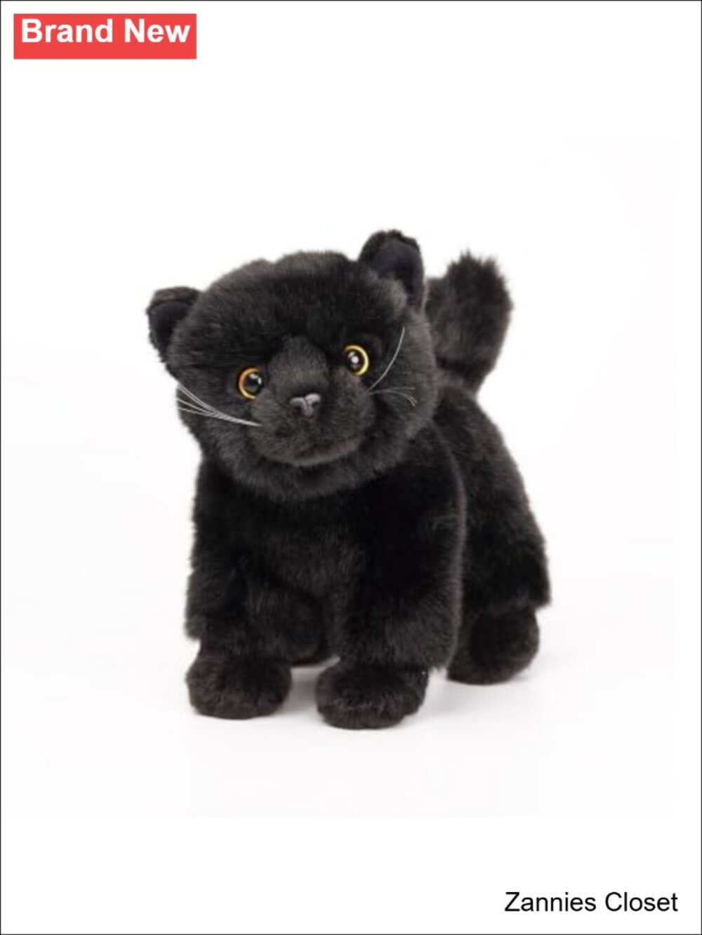 👻 Realistic Kitten Plush 8" Black Cat Stuffed Animal Soft Cuddly Toy Gift